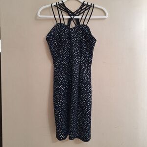 Black Rhinestones Mini Dress, Y2K Vintage  90s Whimsigoth Small